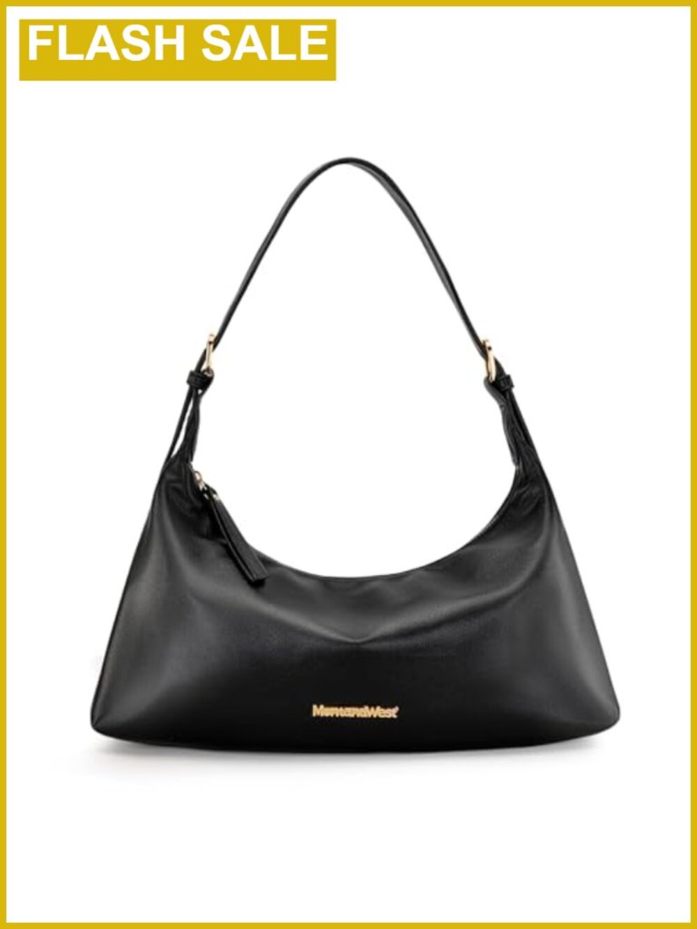 Medium Crescent Hobo Bag Vegan Leather Shoulder Purse Adjustable Strap
